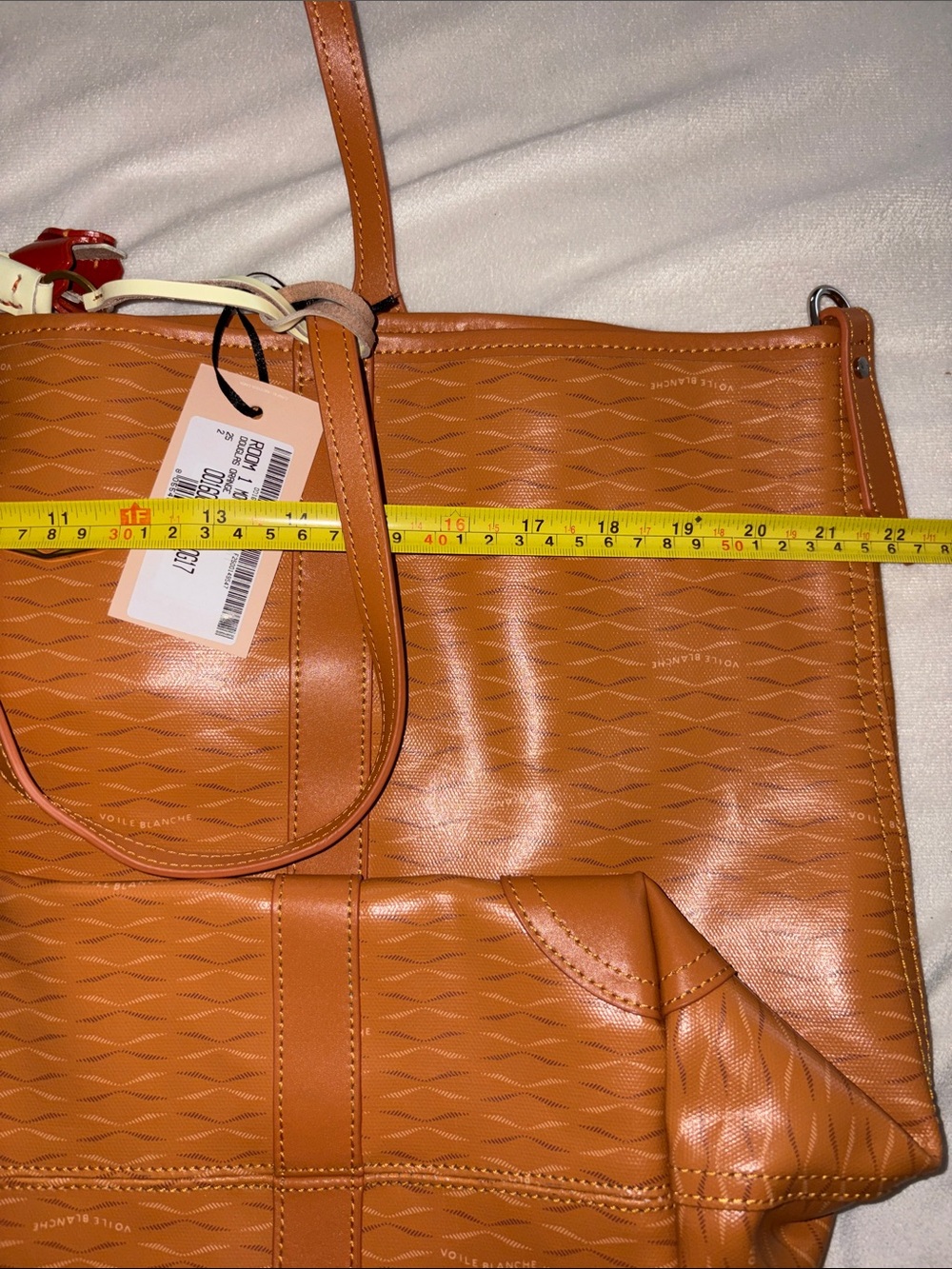 NWT VOILE BLANCHE ROOM 1 LARGE TOTE BAG Monogram in Douglas Orange - Picture 11 of 12